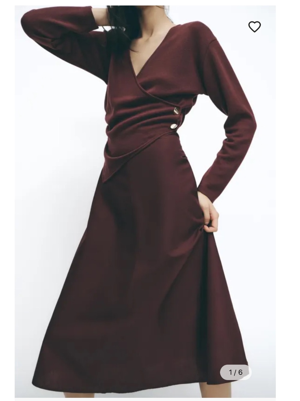 Zara Burgundy Wrap Midi Dress
